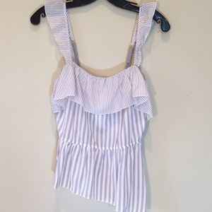 Victoria’s Secret Asymmetrical Purple & White Striped Tank Top Size S
